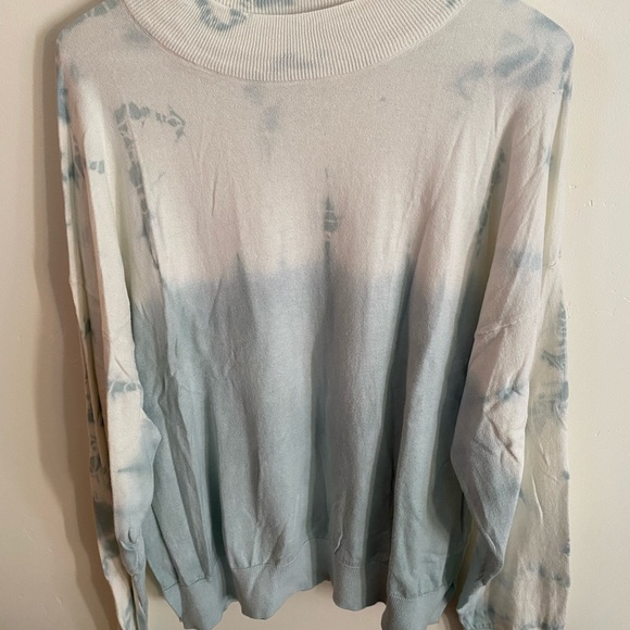 Scott&Scott London mock- neck knit sweater in white/light green tie dye SZ L NWT - Picture 2 of 9